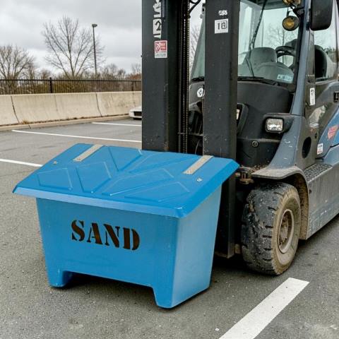 Sandboks til veje og parkeringspladser holdbar konstruktion o gkanl&oslash;ftes med truck