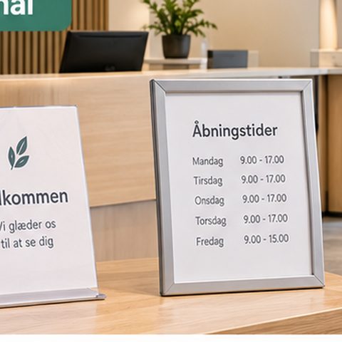 Skilteholdere, brochureholdere og infostandere til alle formål