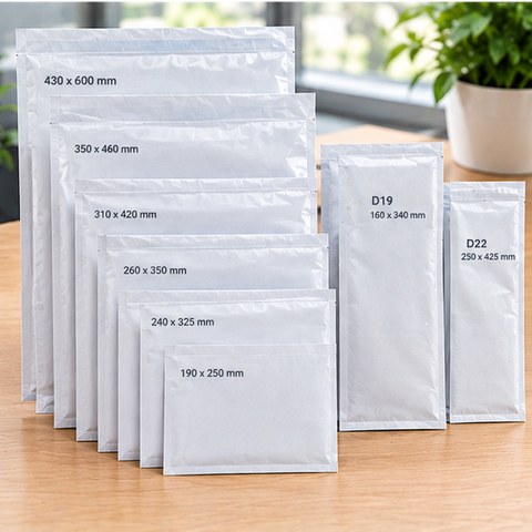 Bong prøvepose D14 100x235, D15 120x275 og D21 230x400 mm til direct mail og vareprøver