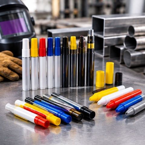 Svejsemarkør i flere typer – blyant, solid crayon og trades marker