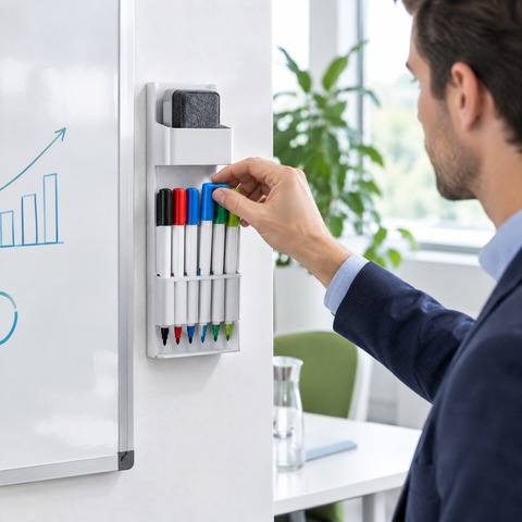 Whiteboard pen storage og pen organizer &ndash; forl&aelig;ng dine markers levetid