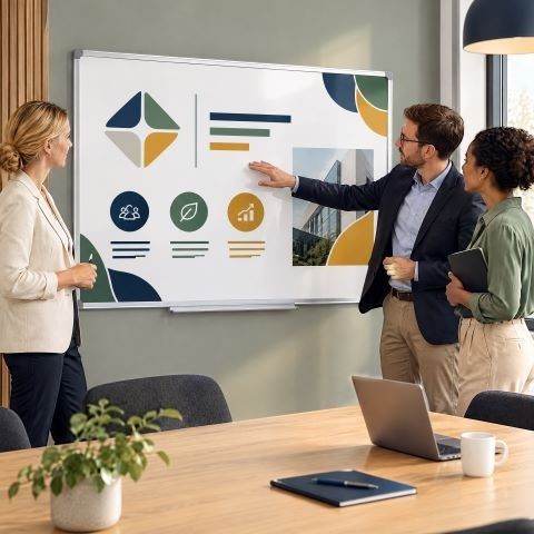 K&oslash;b design whiteboard og white board tavle med logo og brandidentitet