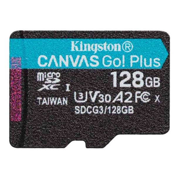 KINGSTON 128GB microSDXC - Canvas Go Plus - 170R A2 U3 V30 Single Pack w/o ADP