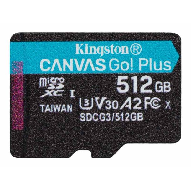 KINGSTON 512GB microSDXC - Canvas Go Plus - 170R A2 U3 V30 Single Pack w/o ADP