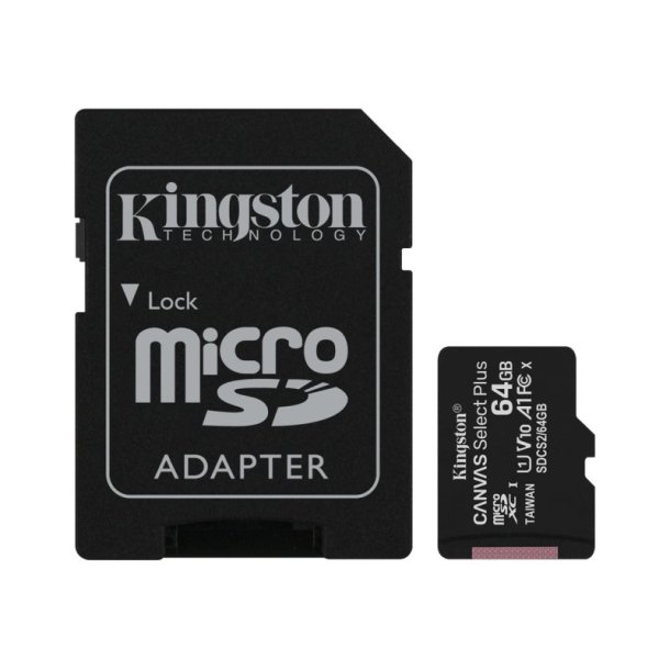 KINGSTON 64GB micSDXC - Canvas Select Plus - 100R A1 C10 Two Pack + Single ADP