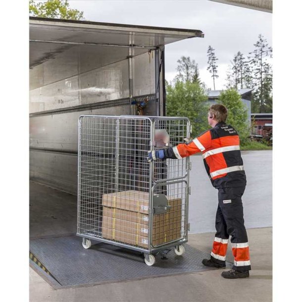 Kongamek rullecontainer - stl - 4 sider - 800kg - med Bremse