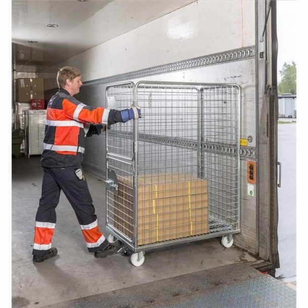 Kongamek rullecontainer - stl - 4 sider - 800kg - med Bremse