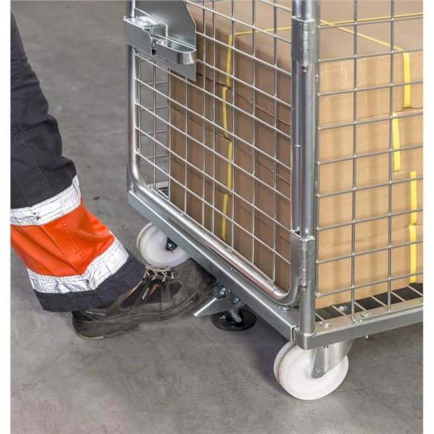 Kongamek rullecontainer - stl - 4 sider - 800kg - med Bremse