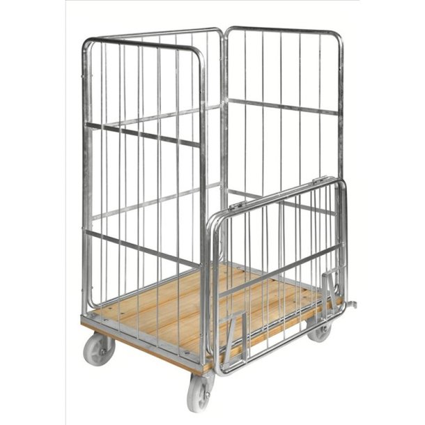 Kongamek rullecontainer - stl - 4 sider - 500kg - med Bremse