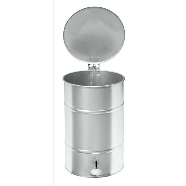 Kongamek 30 liter affaldsspand med pedal - galvaniseret s�lv metal