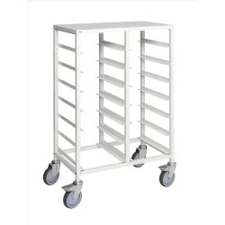 Kongamek bakkevogn KM882-14 - til 14 bakker - hvid - med bremse