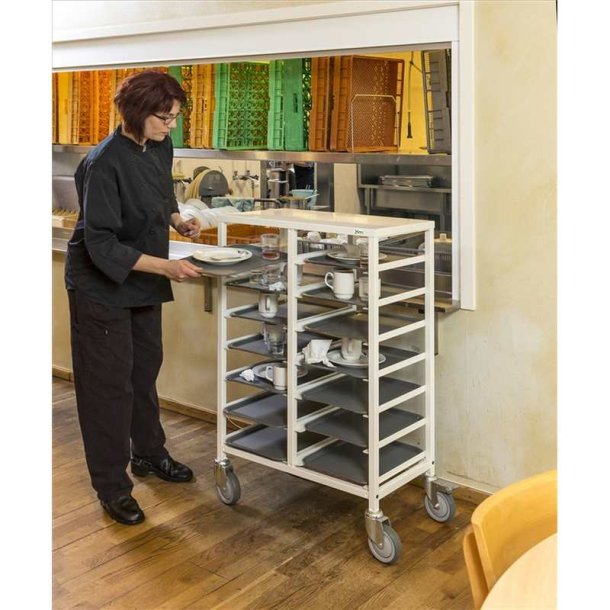 Kongamek bakkevogn KM882-14 - til 14 bakker - hvid - med bremse