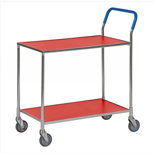 Kongamek bordvogn KM1720-1 - 2 hylder - Rd - med bremse