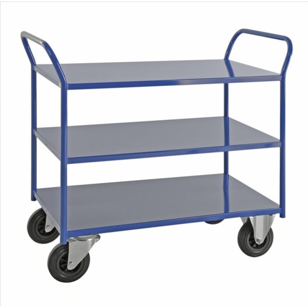 Kongamek bordvogn KM4127 - 3 hylder - bl - med bremse