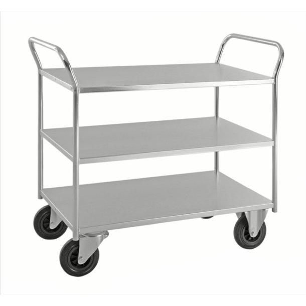 Kongamek bordvogn KM4127 - 3 hylder - slv - med bremse
