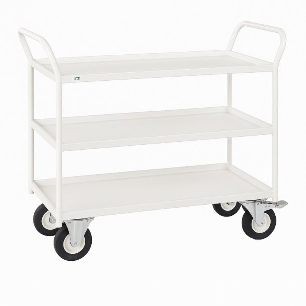 Kongamek bordvogn KM4134 - 3 hylder - hvid - med bremse
