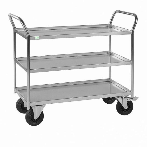 Kongamek bordvogn KM4134 - 3 hylder - Slv - med bremse