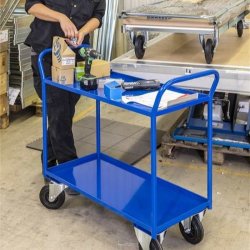 Kongamek bordvogn KM4175 - 2 hylder - bl - Med bremse