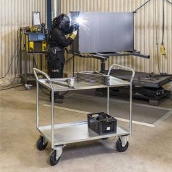 Kongamek bordvogn KM4175 - 2 hylder - slv - Med bremse