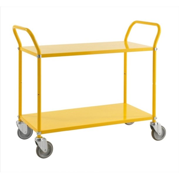 Kongamek bordvogn KM5105 - 2 hylder - gul - med bremse