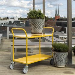 Kongamek bordvogn KM5105 - 2 hylder - gul - med bremse