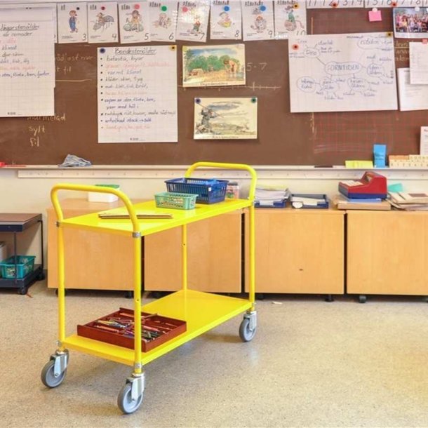 Kongamek bordvogn KM5105 - 2 hylder - gul - med bremse