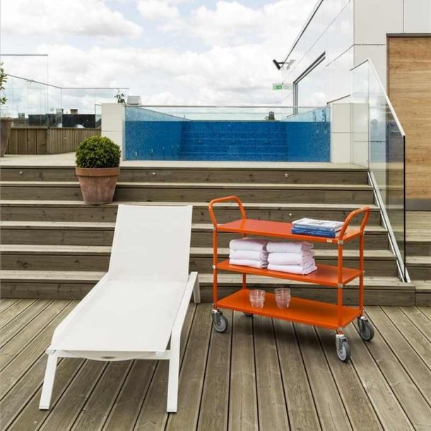 Kongamek bordvogn KM6106 - 3 hylder - orange - med bremse