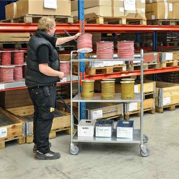 Kongamek hyldevogn KM4123 - hj slv med 3 hylder og bremse