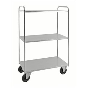 Kongamek hyldevogn KM4144 - h�j s�lv med 3 hylder og bremse