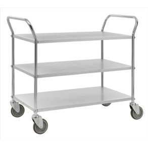 Kongamek hyldevogn KM4148 - lav s�lv med 3 hylder