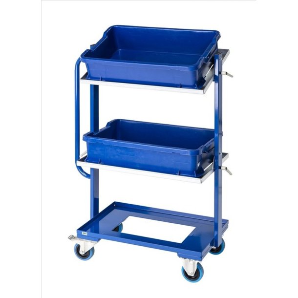 Kongamek plukvogn KM167-3E - bl/slv til 6 kasser - med bremse