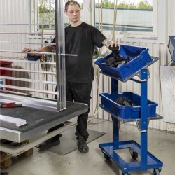 Kongamek plukvogn KM167-3E - bl/slv til 6 kasser - med bremse