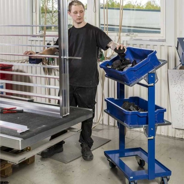 Kongamek plukvogn KM167-3E - bl/slv til 6 kasser - med bremse