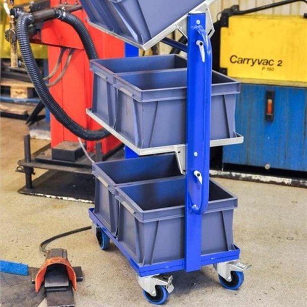 Kongamek plukvogn KM167-3E - bl/slv til 6 kasser - med bremse