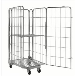 Kongamek rullecontainer - stl - 4 sider - 400kg - Med bremse