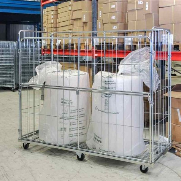 Kongamek rullecontainer - stl - 4 sider - 400kg - Med Bremse