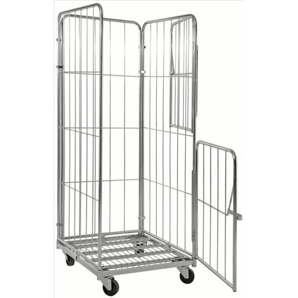 Kongamek rullecontainer - stl - 4 sider - 400kg - med bremse