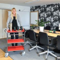 Kongamek serveringsvogn KM1620-AR - 3 hylder - Gr/Rd - med bremse