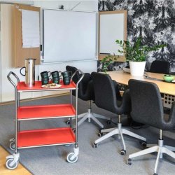 Kongamek serveringsvogn KM1620-AR - 3 hylder - Gr/Rd - med bremse