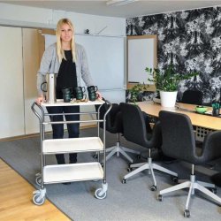 Kongamek serveringsvogn KM1620-AV - 3 hylder - Gr/Hvid - med bremse