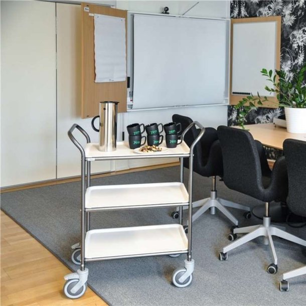 Kongamek serveringsvogn KM1620-AV - 3 hylder - Gr/Hvid - med bremse