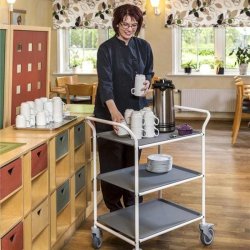 Kongamek serveringsvogn KM1620-VA - 3 hylder - Hvid/Gr - med bremse