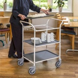 Kongamek serveringsvogn KM1620-VA - 3 hylder - Hvid/Gr - med bremse