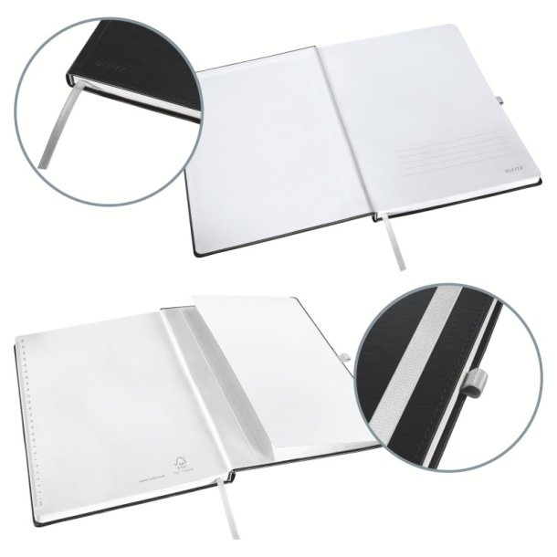 Leitz Style Notesbog A4 - linieret - hardcover sort - 80 ark - 100g