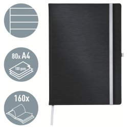 Leitz Style Notesbog A4 - linieret - hardcover sort - 80 ark - 100g