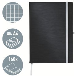 Leitz Style Notesbog A4 - kvadreret - hardcover sort - 80 ark - 100g