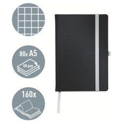 Leitz Style Notesbog A5 - kvadreret - hardcover sort - 80 ark - 100g