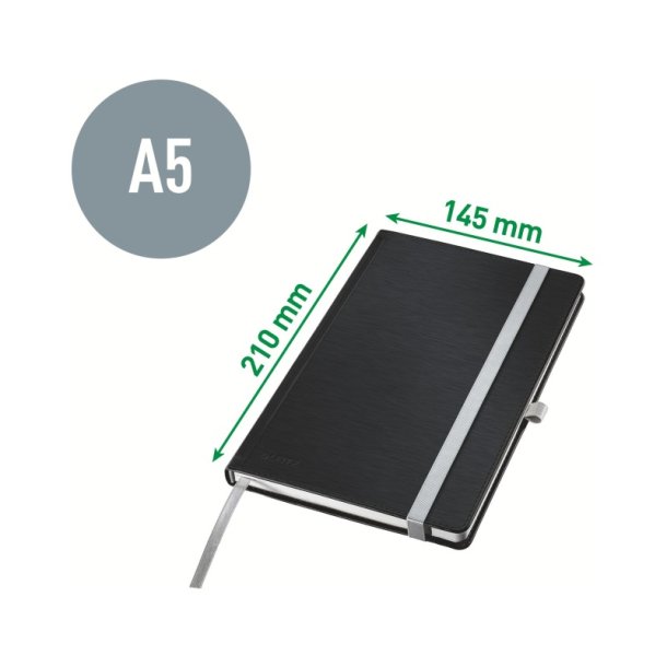 Leitz Style Notesbog A5 - kvadreret - hardcover sort - 80 ark - 100g