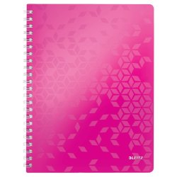 Leitz WOW Notesbog A4 - linieret - PP-omslag med hul - Pink - 80 ark
