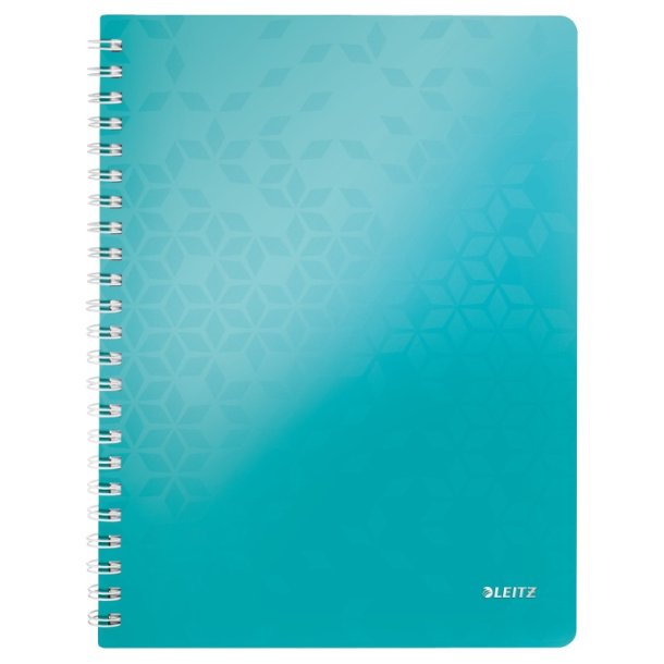 Leitz WOW Notesbog A4 - linieret - PP-omslag med hul - Isbl� - 80 ark